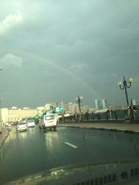 Rainbow over Dubai skies