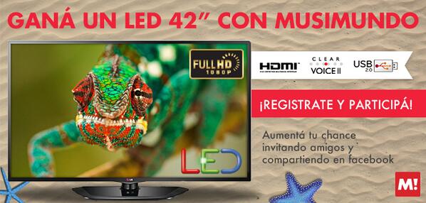 musimundo's tweet photo. Nuevo #Concurso #Musimundo "GANA UN LED 42". Hacé click en el link, registrate y participá!  http://t.co/YJS01KLvTd   http://t.co/VOi8bpGllh