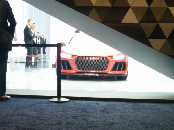 FoxNewsTech's tweet photo. A very neat booth by @audi - and a glimpse of the Sport Quattro laser light concept #CES014 http://t.co/16UJXSrwrh
