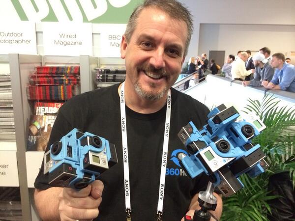 msenese's tweet photo. 12-camera GoPro rig by @360Heros puts pannable videos on your smartphone, or in 3D w/OculusRift #CES2014 #cesmakers http://t.co/5vOfjrtgBU