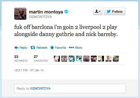 HUGE NEWS: Martin Montoya posted this tweet and deleted it quickly after! Looks like he's off to Liverpool!