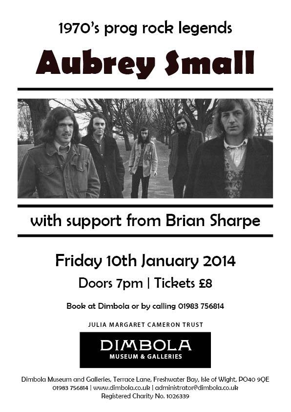 Great chance to see Aubrey Small live at Dimbola on the IOW on Friday 10th Jan..see you there.