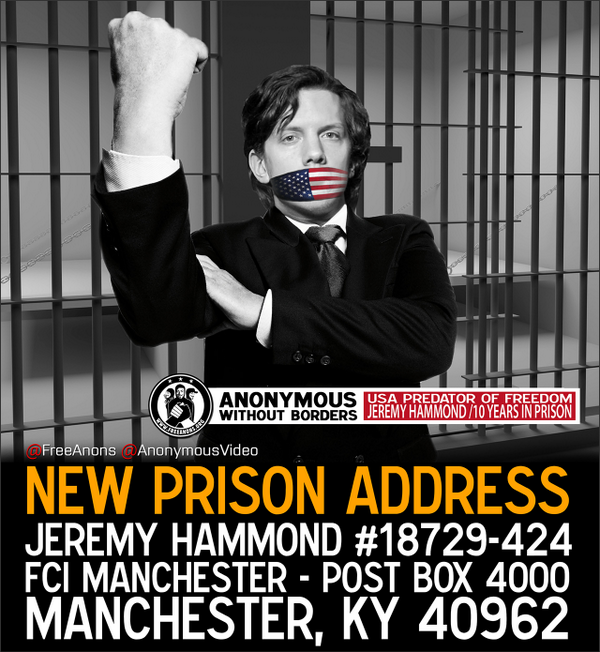 AnonymousVideo's tweet image. ►#FreeHammond ►#Support and write now ►Mailing list anonymousvideo.eu/anonymous.php?… #FreeAnons #FreeBB #FreeW0rmer #AnonOps