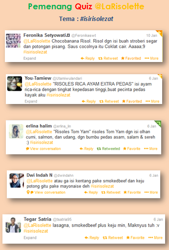 LaRisolette's tweet photo. selamat ! atas #isirisolezat yang kreatif :) cek dm @tsatria95 @utamiwulandari @erlina_lin @feronikaswt @dwindahn http://t.co/srjJLUR7n4