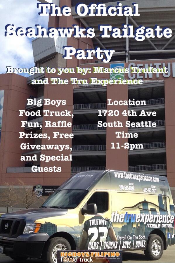 iwantsumbigboys's tweet photo. The Official Seahawks Tailgate Party this Sunday brought  by @thetruexperience @MarcusTrufant http://t.co/qRvzXgT5hC