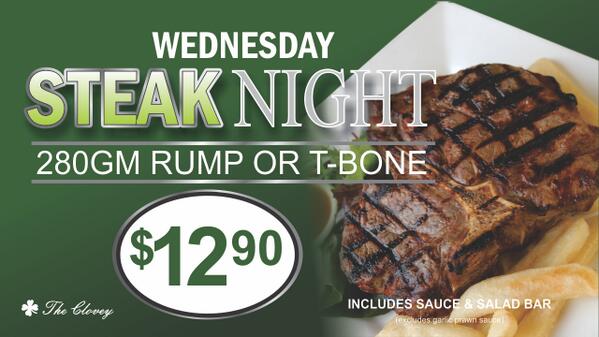 TheClovey's tweet photo. FEEL LIKE A STEAK TONIGHT? THEN MAKE YOUR WAY TO THE CLOVEY FOR STEAK NIGHT http://t.co/IFA2uE79wu