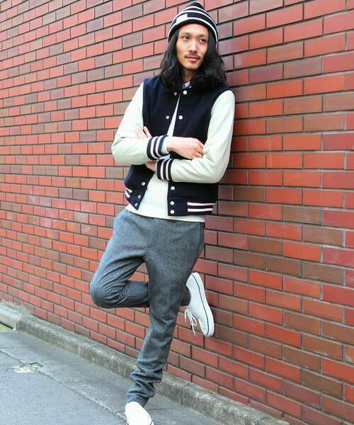 Fashion6397's tweet photo. 小さめのスタジャン×テーパードパンツが綺麗め。インに着たニットとウール混のパンツが秋冬らしい。 
https://t.co/OtgdpFndhF
#メンズファッション #fashion