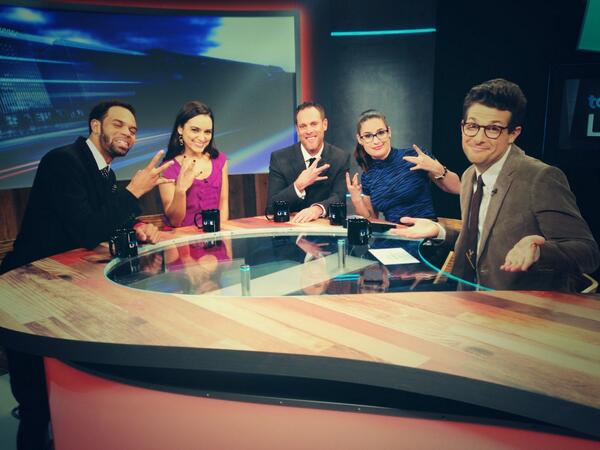 TakePartLive's tweet photo. Today's @TehranSoparvaz-inspired hand sign is... Thanks for stopping by @Brittneycastro @trent_bryson! #TPL http://t.co/udfVDmgSAR