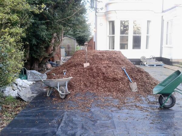 Bark arrived first thing! Better get the shovels moving before it rains again!#garden # Cambridgeshire