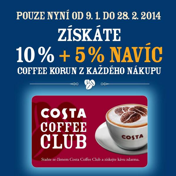 CostaCoffeeCZ's tweet photo. Přichází nová kampaň! Jednou z hlavních věcí, je speciální nabídka věrnostního programu = 15% ke každému nákupu! http://t.co/GromZKsZkw