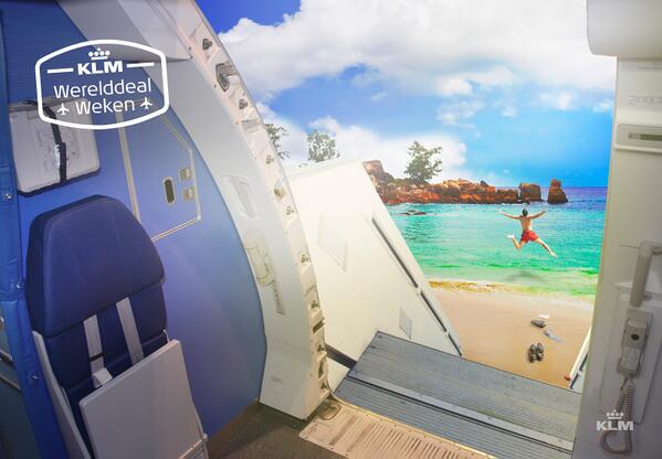 KLM's tweet photo. De #WerelddealWeken zijn weer begonnen! Meer dan 100 bestemmingen met een #wereldkorting http://t.co/14KfbLgRIm http://t.co/L8Tc7UYgBE