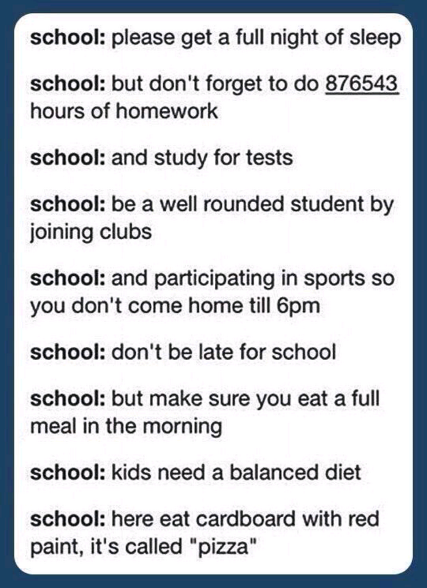 introvertsmemes's tweet photo. And they wonder why we hate school 😒 http://t.co/Wl4yHAJq4M