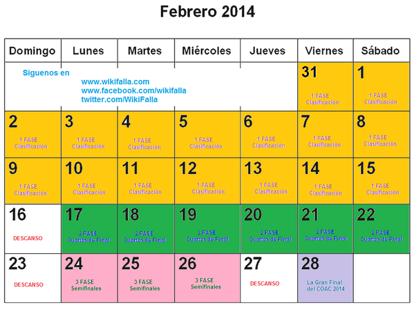 WikiFalla's tweet photo. Calendario COAC 2014 http://t.co/DBpy9UA6i9