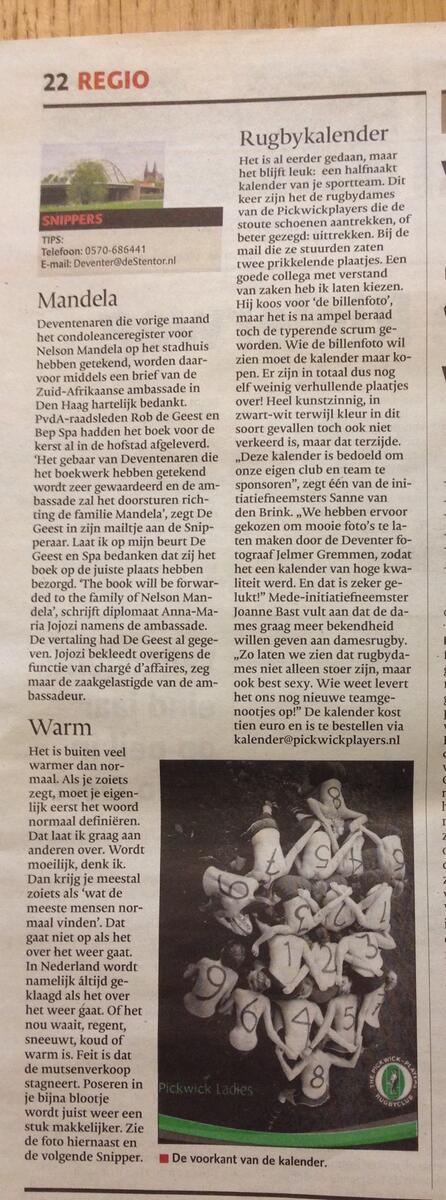 Onze <a href="/PickwickLadies/">Pickwick Ladies</a> in de stentor! #kalender