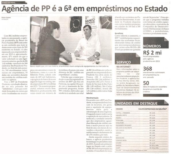 bancodopovo's tweet photo. #bancodopovopaulista. O Imparcial traz: Agência de PP é a 6ª em empréstimos no Estado http://t.co/j0pce5iTin