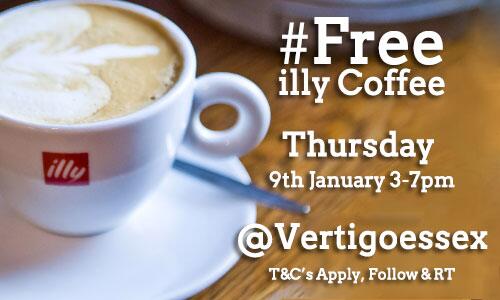 #Free illy Coffee, Thursday 9th January 3-7pm <a href="/VertigoEssex/">Vertigo Bar & Lounge</a> follow &amp; RT #hornchurch  vertigolounge.co.uk/free-illy-coff…