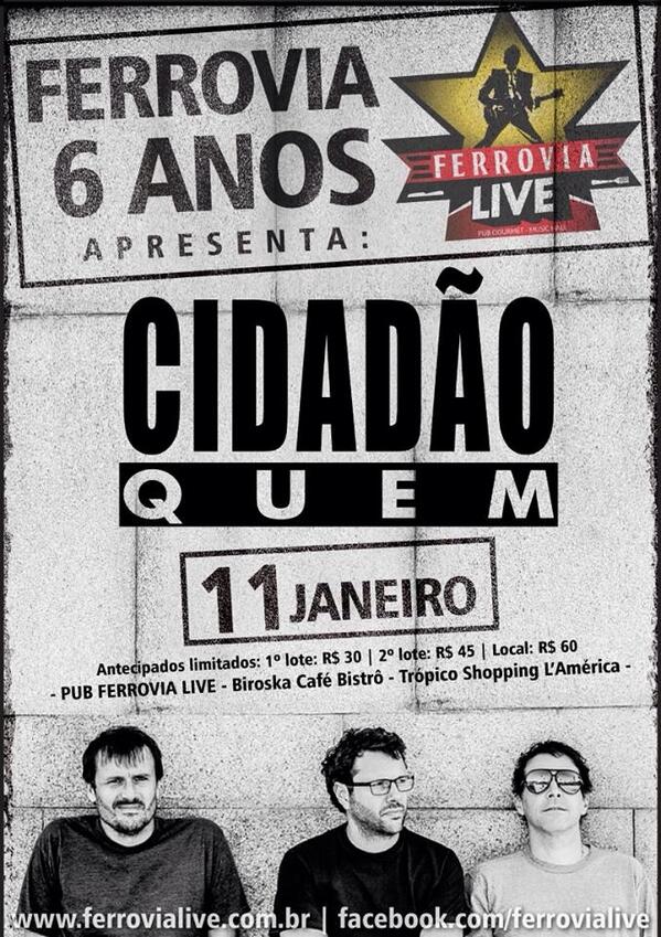 hits_musica's tweet photo. Galera de Bento e Região! Não percam! Primeiro show da Tour 2014 da @cidadaoquem! @ferroviacult @DucaLeindecker http://t.co/NLcggrhdRq
