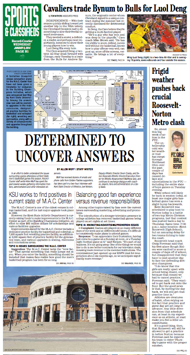 Tom_Nader's tweet photo. Today's Record-Courier sports front page http://t.co/odwYQkaQBU