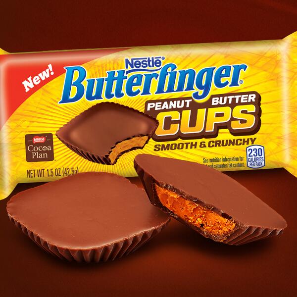Butterfinger's tweet image. 2 is #always better than one. #ButterfingerCups