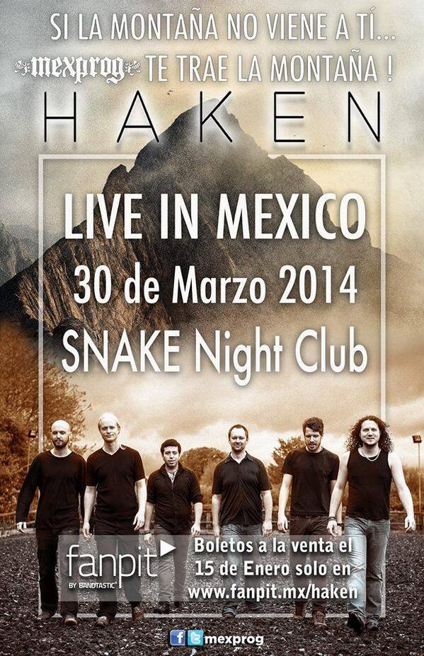 chonchoy's tweet image. #Mexprog presenta @Haken_Official 30 Marzo en @SnakeNightClub  //@Ki_rk