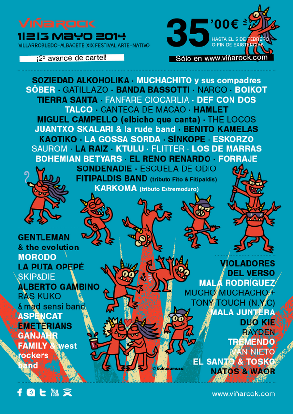 VinaRockOficial's tweet photo. Así queda el cartel tras la incorporación de @VioladoresVerso ¡Pronto nuevas confirmaciones! http://t.co/gjnYJYCyNA http://t.co/JPfwErZOE4