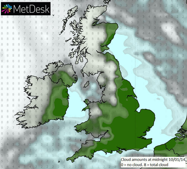 metdesk's tweet photo. Hoping to see the aurora borealis from the UK tonight? Here's the forecast cloud for midnight. @aurorawatchuk http://t.co/nPPEQyk1uJ