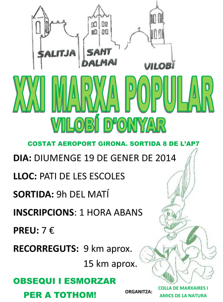 Gironanoticies's tweet photo. XXI Marxa popular de Vilobí d'Onyar Diumenge, 19. Gener , 9h  #Selva http://t.co/HT14iyzfxV