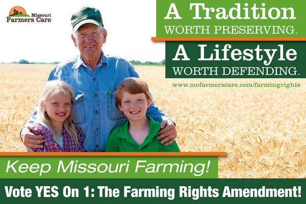 MOFarmersCare's tweet photo. Farming and Ranching is a family tradition worth preserving. RT if you support the Missouri Farming Rights Amendment. http://t.co/4NtGudDLe4