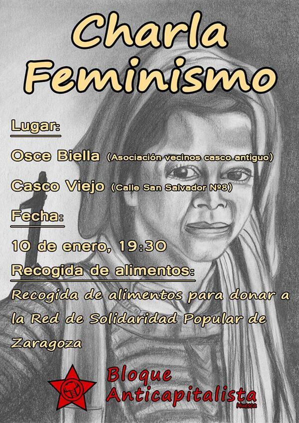 jiuaragon's tweet photo. Mañana charla feminista y recogida de alimentos para @RSPZgz en #Huesca.Organiza @BloqueAHuesca //cc @jovenesIUHuesca http://t.co/5GtS9Lqjfq