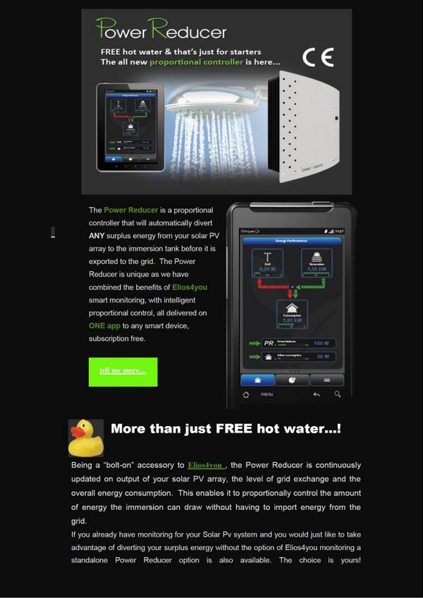 Hotwaterfrompv's tweet photo. Power Reducer is a proportional controller with a difference! More Than just free hot water from solar PV #solar #pv http://t.co/0ytMz9IYgc