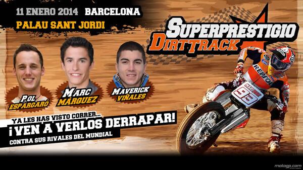 MotoGP's tweet photo. Marquez and #MotoGP rivals to take on USA dirt track star at @dtxbarcelona: http://t.co/mQtFR9hSN7 http://t.co/G1hl6YwVuF