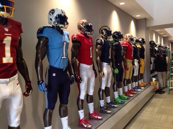 RossBjorkAD's tweet photo. Hallway to Roland &amp; Sheryl Burns room-uniforms of every NFL team w/ plaques of #OleMiss players from each team http://t.co/qFymK8rTMP