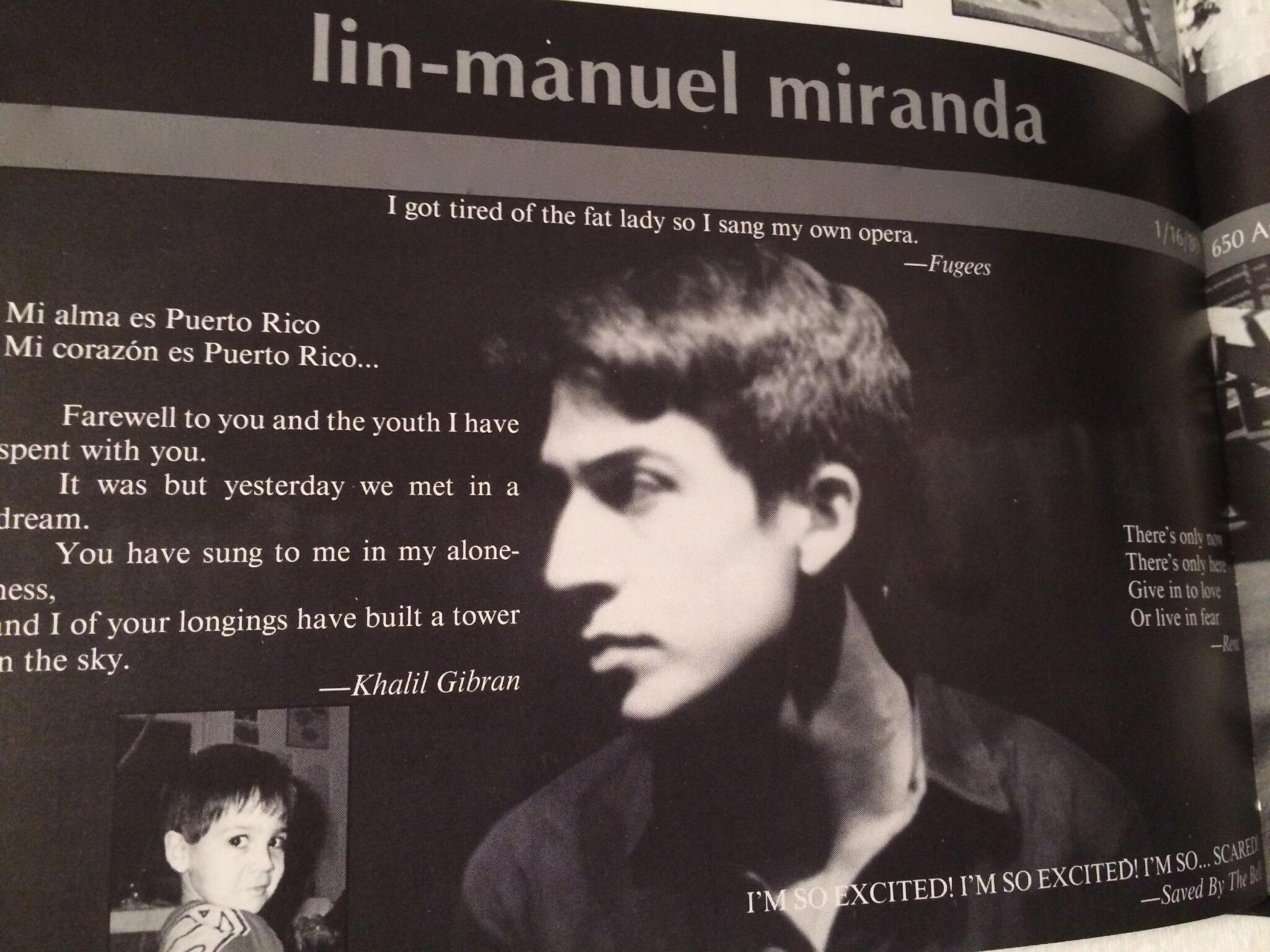 Lin Manuel Miranda On Twitter Tbt My Yearbook Page From Senior