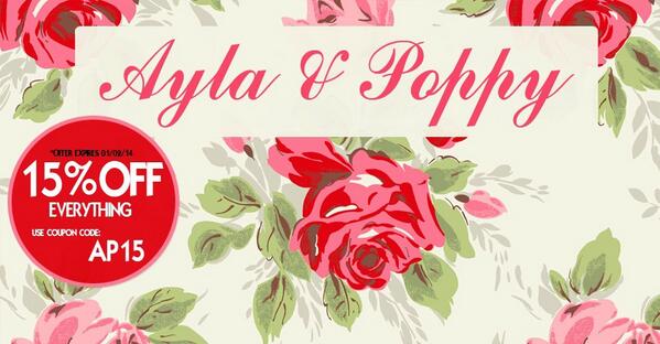 AylaAndPoppy's tweet photo. Everyone we are doing 15% off everything from now until the 1st of feb.
Use coupon code AP15

Ayla&amp;Poppy x http://t.co/hv7uMR8lNl