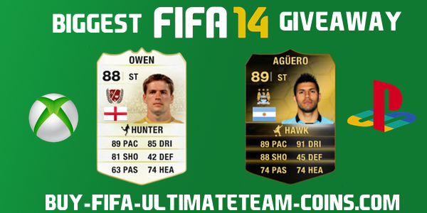 BIGGEST FIFA 14 GIVEAWAY! We are giving away OWEN 88 and AGÜERO 89. Enter here: Buy-Fifa-UltimateTeam-Coins.com/Giveaways #FUT14 #FIFA14