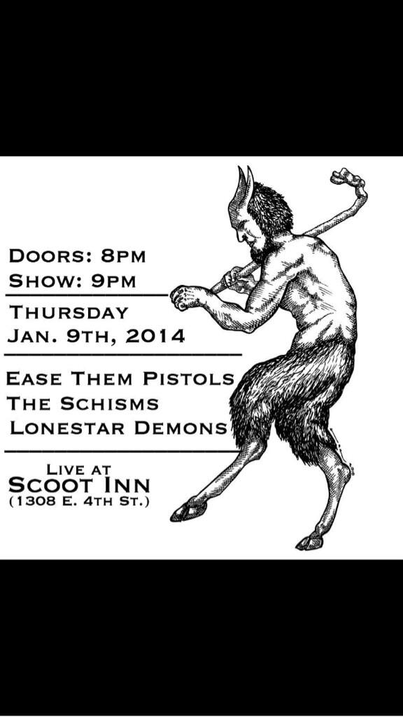 Bootgaze's tweet image. Tonight @Scoot_Inn_ATX free week @Bootgaze with The Schisms and The Lonestar Demons #bootgaze #easethempistols