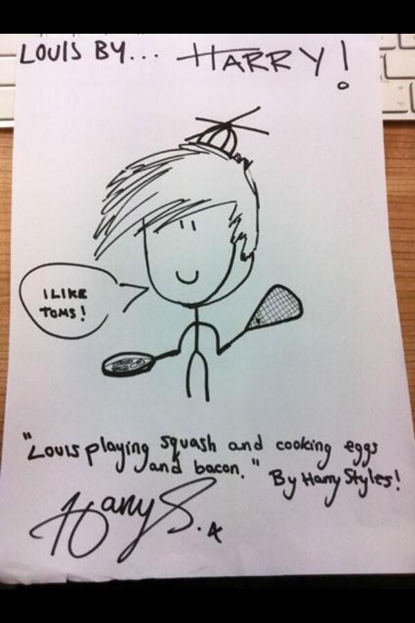 ouchmahballs's tweet photo. Louis by... HARRY I didn't know he could draw? http://t.co/X4gTQERRBY