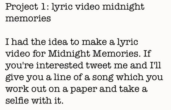 Projectsfor1D's tweet image. Project 1: Lyric video midnight memories :)

Retweet and spread 💪