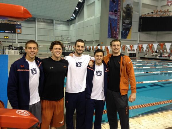 coachgdavis's tweet photo. @Swim_CMSA alum @tofey_leon @Will_Glass @spencerkerns @Swim4UT alongw @DUDERCRIS post AU vs TX dual #bigfishforlife http://t.co/IswkMpbMmD