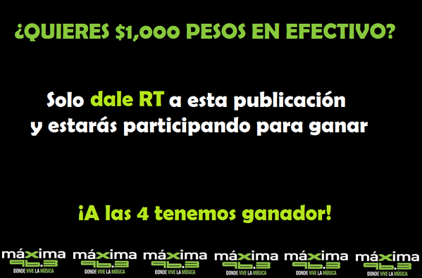 maxima96's tweet photo. ¿QUIERES $1,000 PESOS EN EFECTIVO? Se van por @twitter! Solo dale RT a esta publicación y participas, TIENES 1 HORA! http://t.co/cON4xcAC9Y