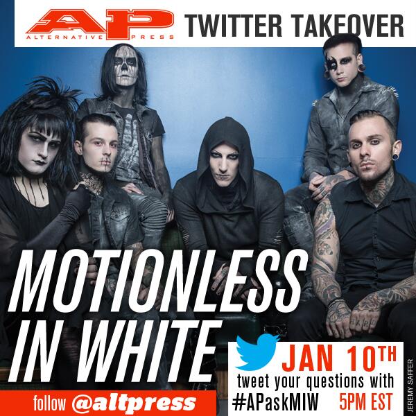 MIWband's tweet photo. We are taking over the @altpress twitter tomorrow at 5pm ET. Follow them + tweet questions with
#APaskMIW. http://t.co/CevNC2jJQ5
