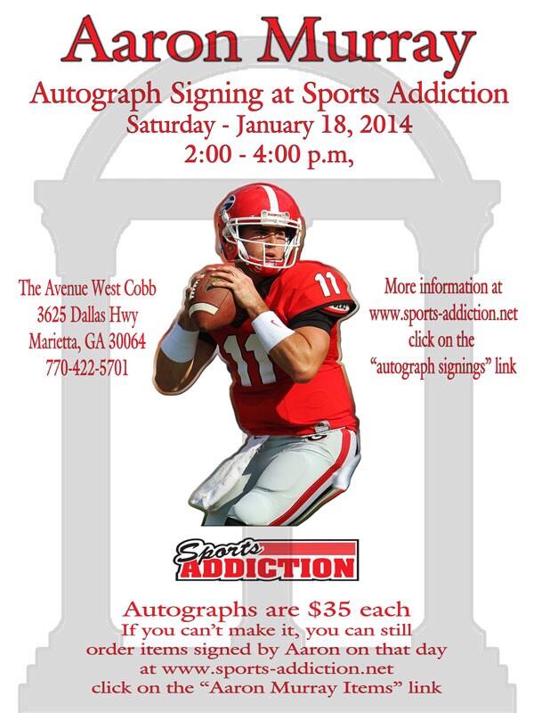 DAWGADDICTION's tweet photo. Excited to have @aaronmurray11 for a public signing @SA_FrameShop on 1/18! Visit http://t.co/OMnq6XwpQ4 for details! http://t.co/QJKyZ3epCn