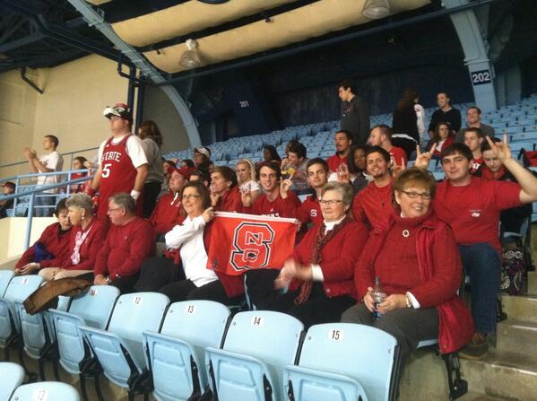 PackPride's tweet photo. The @NCSU_SWPC has made the trip to Chapel Hill to support @PackWomensBball against UNC. http://t.co/ej2RfQ9FtF