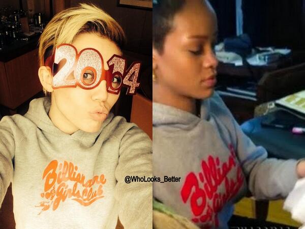WhoLooks_Better's tweet photo. Miley Cyrus VS Rihanna 
RT for Miley 
FAV for Rihanna http://t.co/EFHd3eFUPX