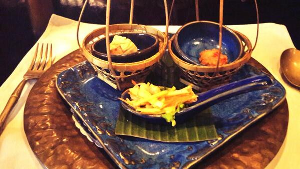 WulanTilaar's tweet photo. Bday lunch @blueelephantJKT w/@corrytjong, starting w/starters: papaya salad, tofu &amp;  fried chicken, arroy arroy http://t.co/JfOg45T2Et