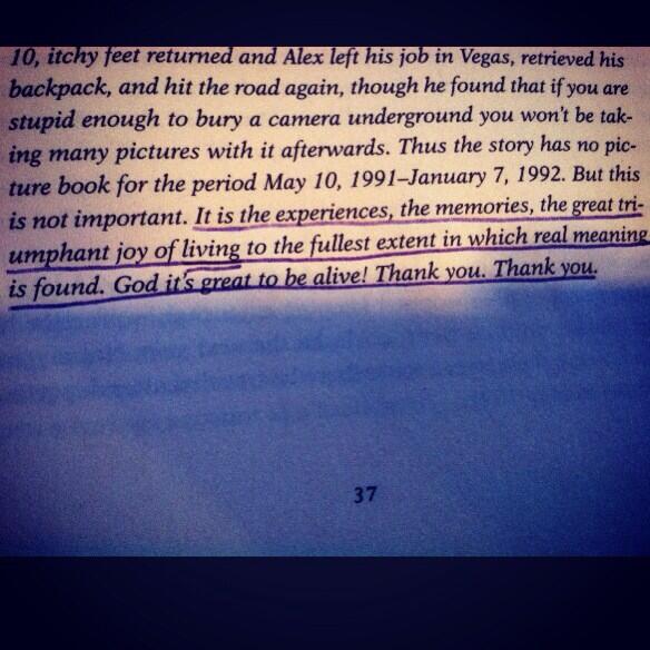 T_Chapple's tweet image. Rereading Into the Wild because it says good stuff like this