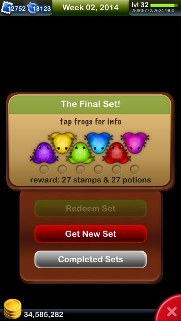 candycrane's tweet image. The Final Set?!?!? #nimblebit say it ain&apos;t so! :( #pocketfrogs
