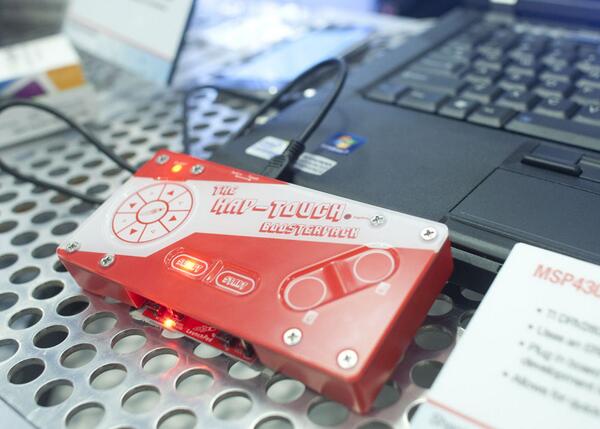 MAKECES's tweet photo. .@MattRichardson tried @TXInstruments MSP430 HAPTOUCH BoosterPack! Cool stuff! #CES2014 #CESMakers http://t.co/YHn2m9JEwQ