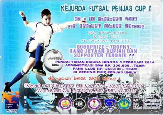 KEJURDA PENJAS CUP II. 7-10
Februari 2014 <a href="/GORSaburai/">GOR Saburai Lampung</a> Ayo segera daftar!! Ada suporter terbaiknya loh!!