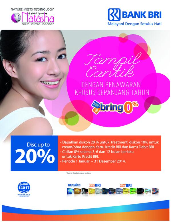 promo_BRI's tweet photo. Tampil Cantik Dngn Penawaran Khusus Sepanjang Tahun @NatashaSkinCare Dapatkan Cicilan 0% Hanya Dngan Kartu Kredit BRI http://t.co/3AYfjc3yo7